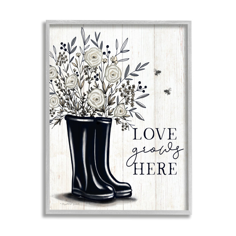 «Love Grows Here» blanc, H 24 po x l 24 po x P 1,5 po, Estampe numérique Farmhouse