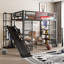 Lit mezzanine en métal avec bureau intégré-445701616