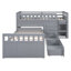 Lit mezzanine simple en L et lit plateforme simple avec 7 tiroirs et garde-corps complets en L (gris)
