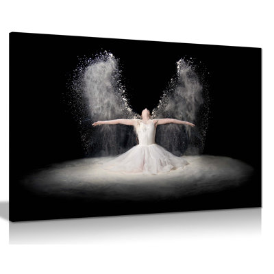 Ballerina In Dress Powder Angel Wings - Wrapped Canvas Print