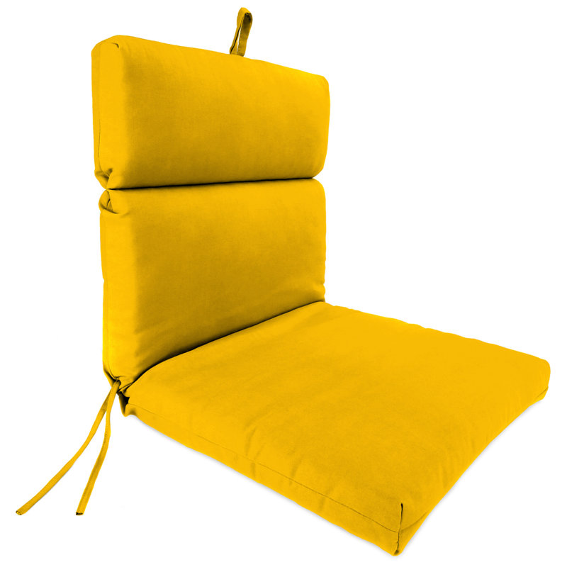 Sunbrella 22" x 44" Outdoor Chair Cushion with Ties and Loop, Canvas Black