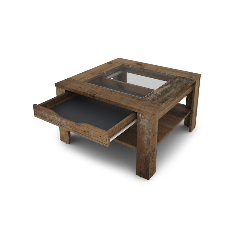 Hadlow Four Leg Coffee Table with Storage, Brown