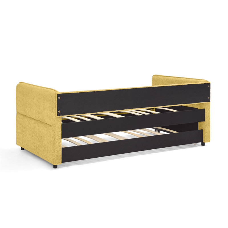 Multifunctional Twin Daybed With Yellow Boucle Upholstery For Modern Homes