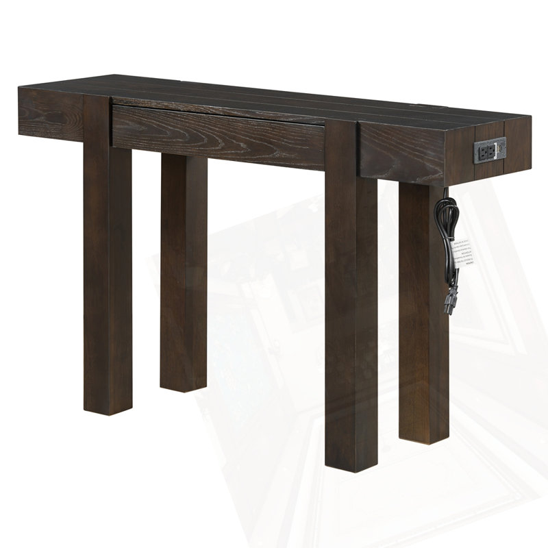 Console rustique minimaliste avec tiroir caché, Espresso