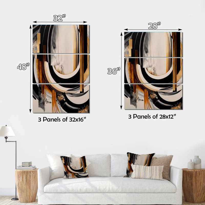 Gold Touch Art Deco IV - Modern Transitional Canvas Wall Art Set, 36" H x 28" W x 1" D