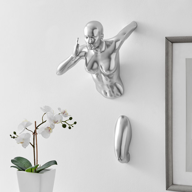 Décoration murale femme de couloir, Argent, H 20 po x l 9 po x P 10 po