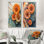 Zinnias Garden On Wood Slide I - Floral Wall Art 2 Pieces Collection