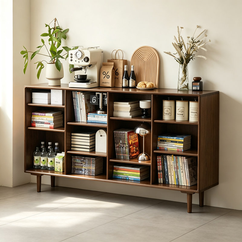 Bibliothèque en bois d'hévéa
