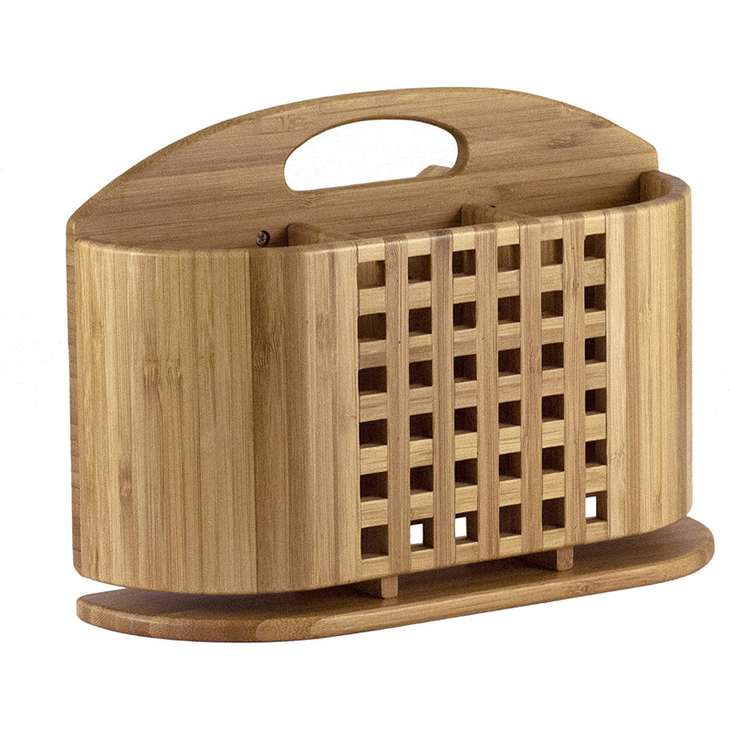 Eco-Friendly Bamboo Dish Rack with Utensil Cup