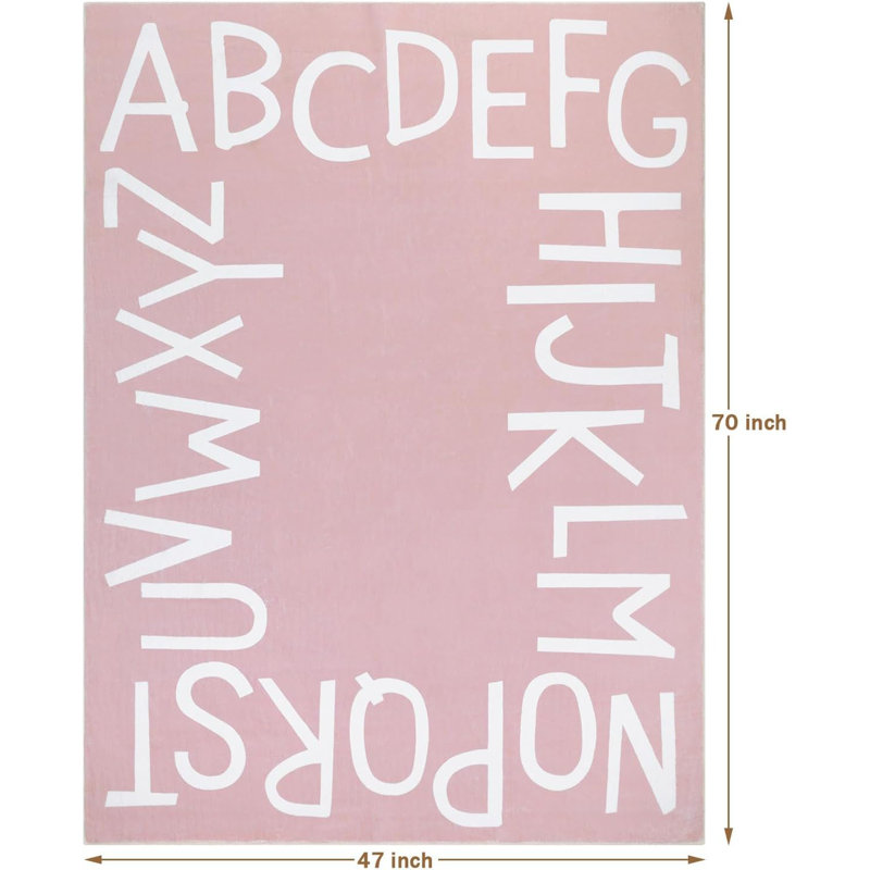 Machine Washable Area Rug With Non-Slip Backing, Pink