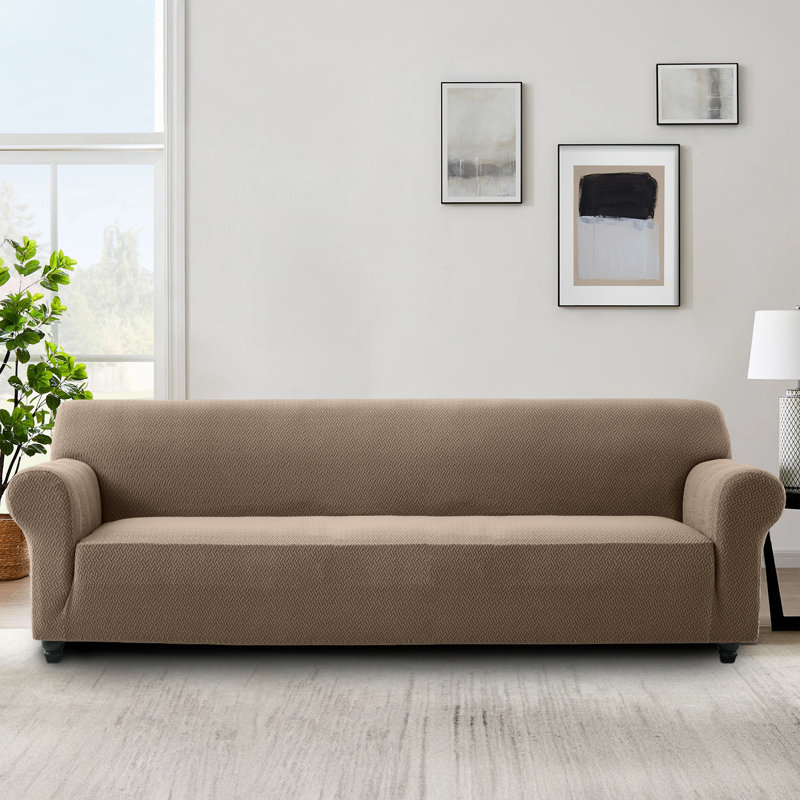 Premium Quality Stretchable Spandex Sofa Cover, Coffee, 179cm H x 320cm W x 14cm D