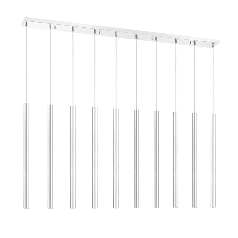 Luminaire suspendu linéaire à 10 lumières pour îlot de cuisine Bowning, Chrome