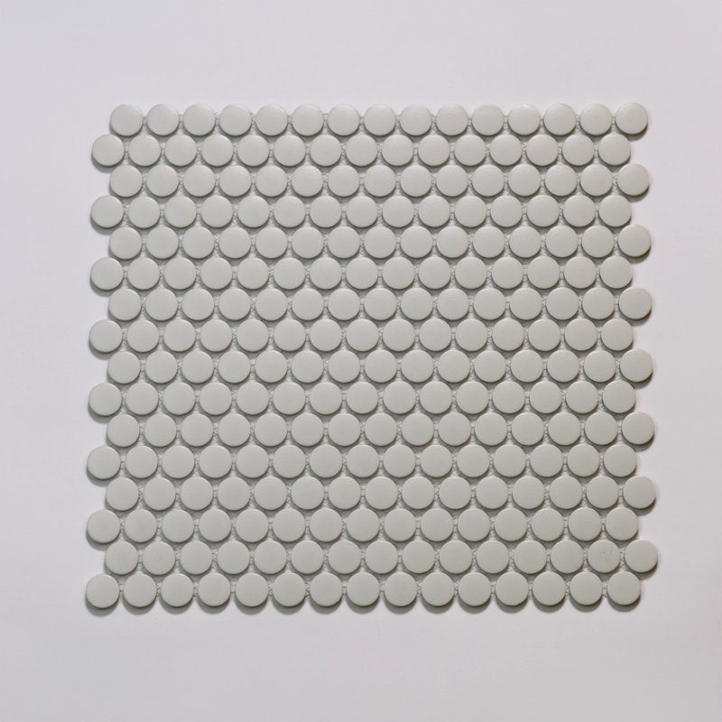 Marin 3/4" x 3/4" Penny Round Matte Porcelain Mosaic Tile, Pebble Gray