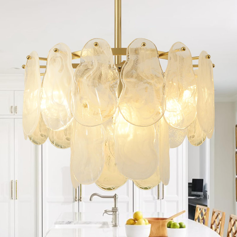 Luminaire suspendu moderne en verre nuage 23,6 po Modern Chandeliers, plafonnier rond 2 couches