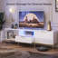 Fluted TV Stand, Glossy Media Console with Wave Pattern Buffet Cabinet-101453520-114022298