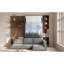 Lit escamotable avec armoire de rangement, tablettes ouvertes et port USB, grand canapé à l'avant, panneau imprimé paysage de montagne, lit mural peu encombrant pour chambre à coucher, chambre d'amis et appartement-1426166067