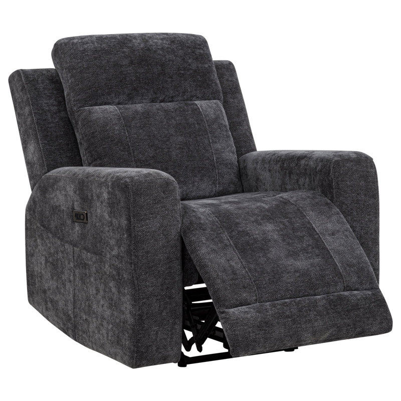 Fauteuil inclinable électrique capitonné Patrick, Chenille, Dark Grey