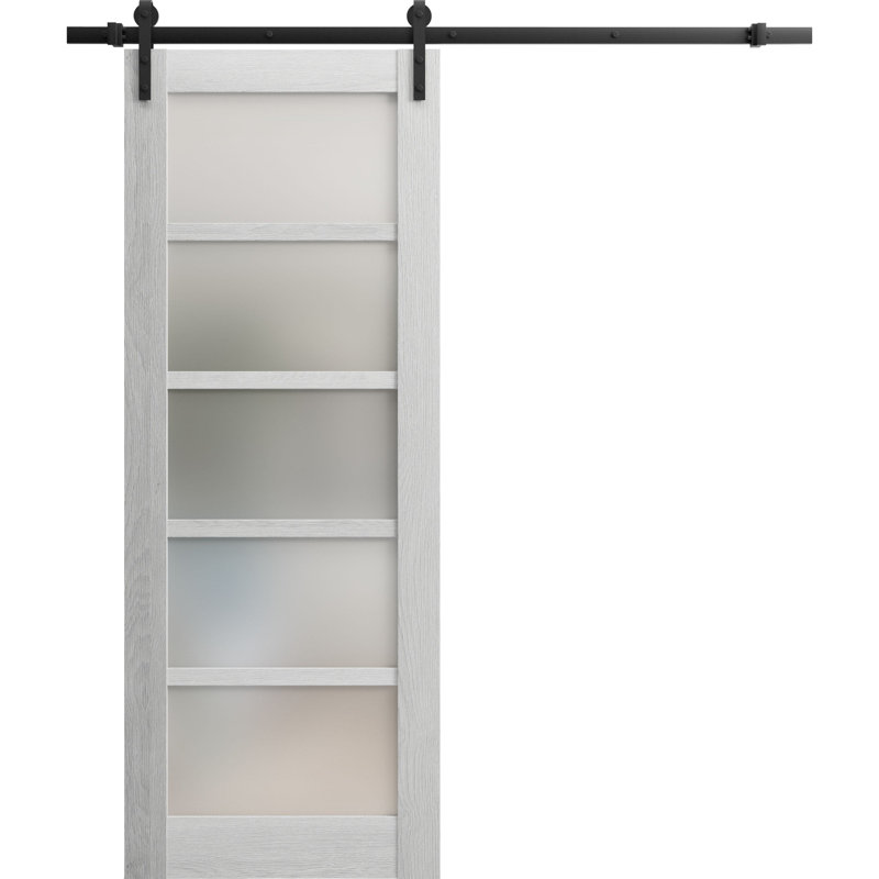 Porte de grange en bois lambrissé sans trousse de quincaillerie d’installation, 36 po x 96 po, Gris clair
