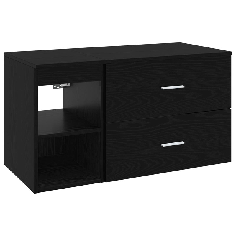 Vanity & Mirror Set, Black Oak
