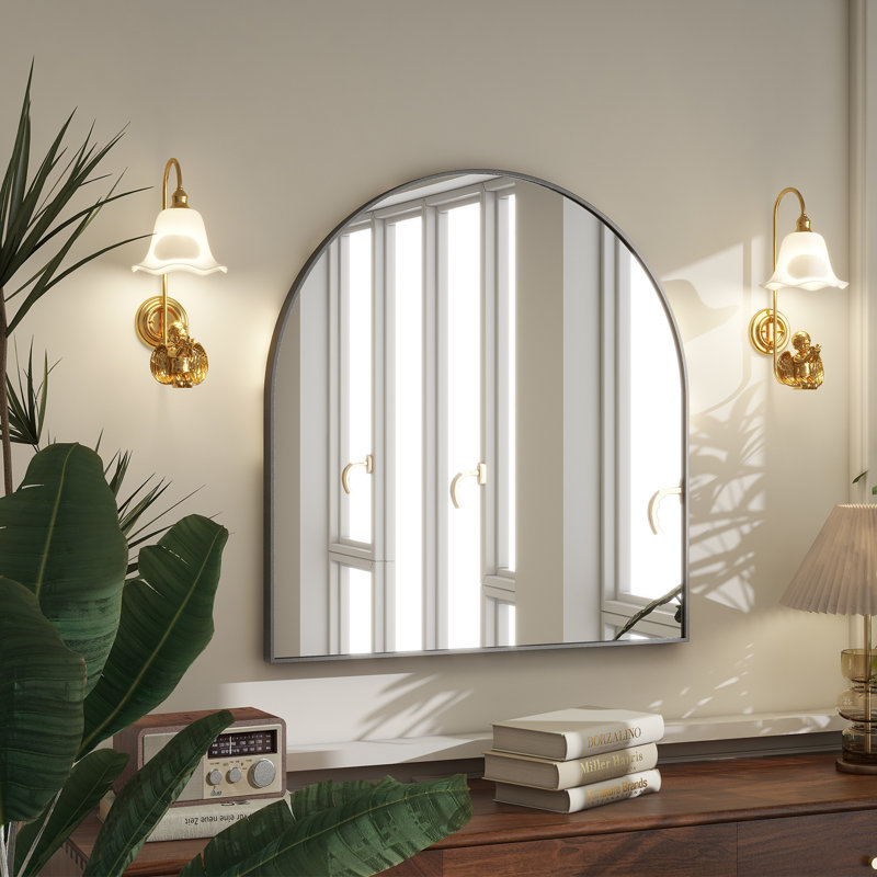 Miroir de salle de bain Yazlen Cornelia, Noir, 34 po x 32 po