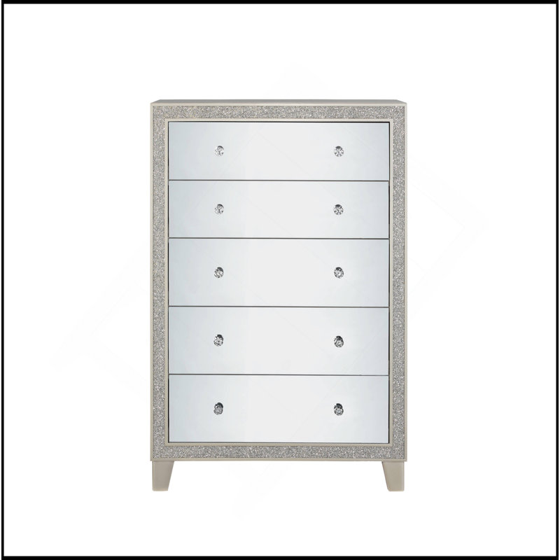 Commode à finition miroir et champagne Sliverfluff