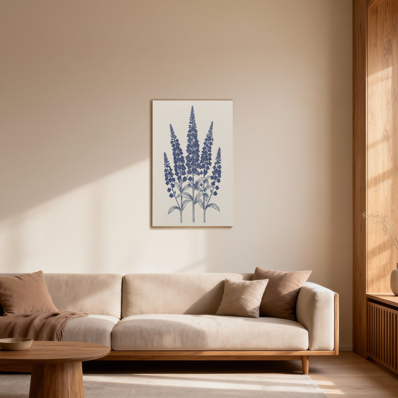 Plantes et fleurs, motif floral botanique bleu