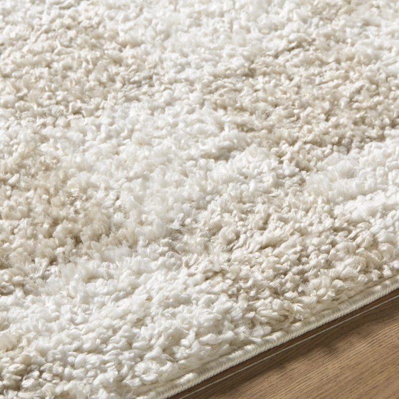  Tapis tissé à la machine Edaline, Rectangle 6 pi 7 po x 9 pi, Blanc/Ivoire