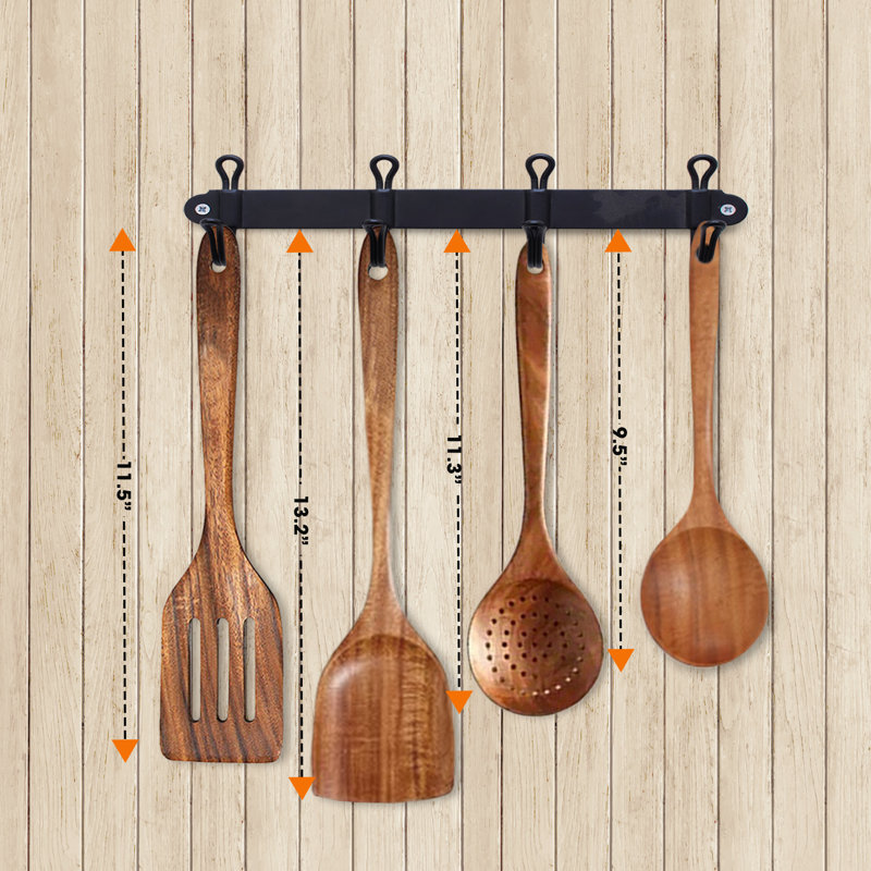 4-Piece Premium Teak Wood Spatula Set