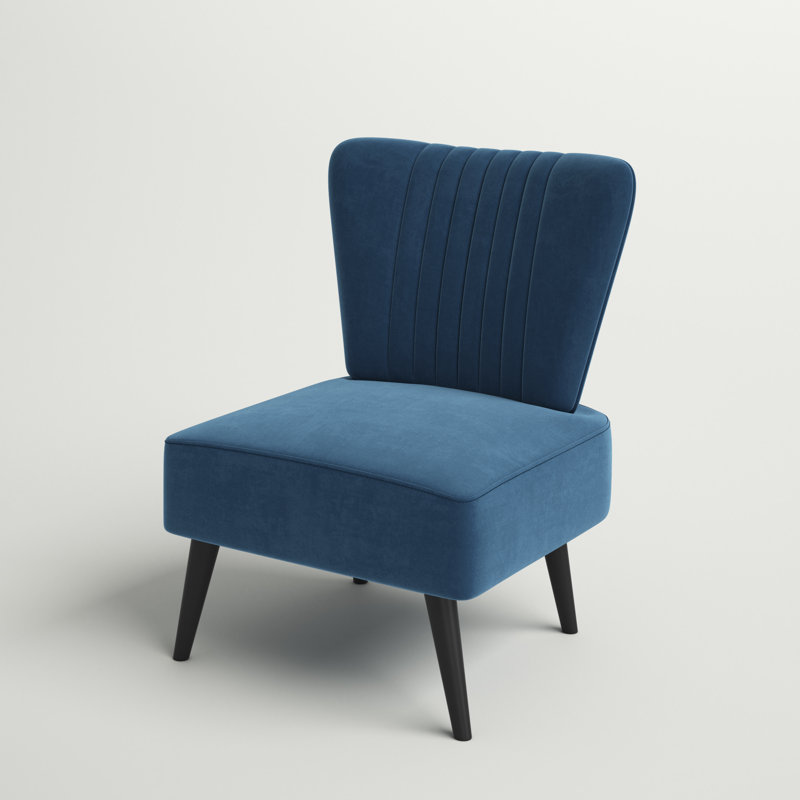 Collin Upholstered Slipper Chair, Royal Blue Velvet