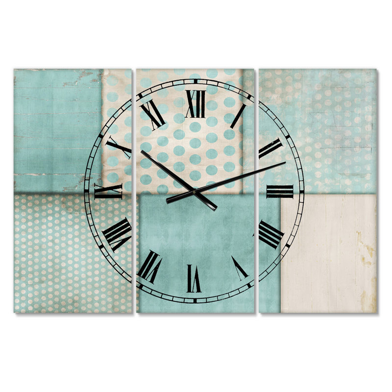 Horloge murale 3 panneaux Mid-Century