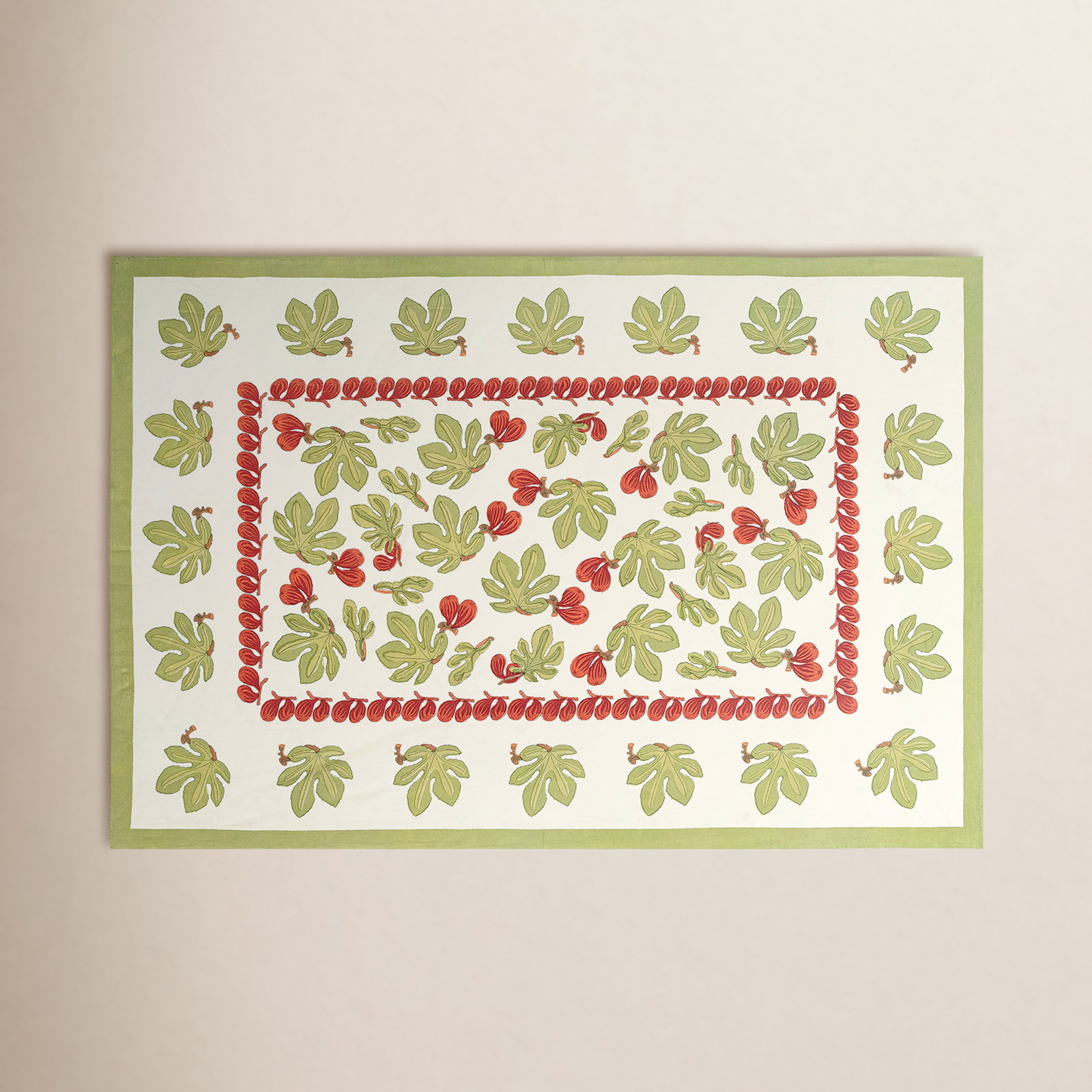 Debarata Floral Tablecloth, 128" x 71", Red/Green/White