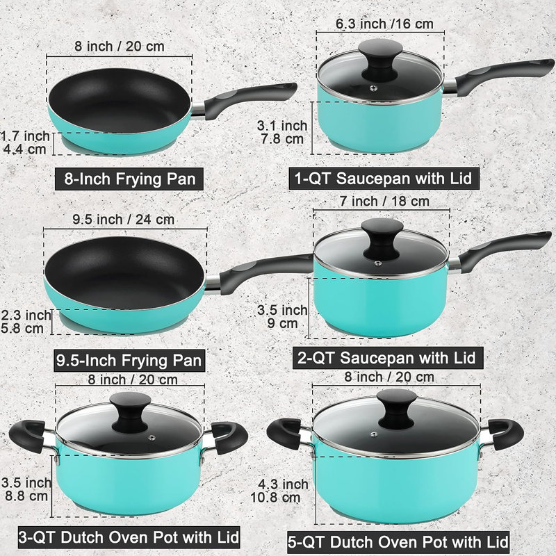 Batterie de cuisine antiadhésive en aluminium 10 pièces Cook N Home