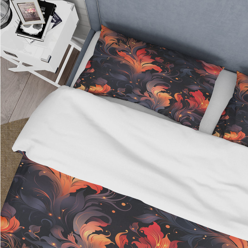 Literie Ember Twilight Moody, Housse de couette pour grand lit et 2 taies décor