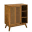Armoire de rangement avec tablettes ouvertes et portes coulissantes-1174898748