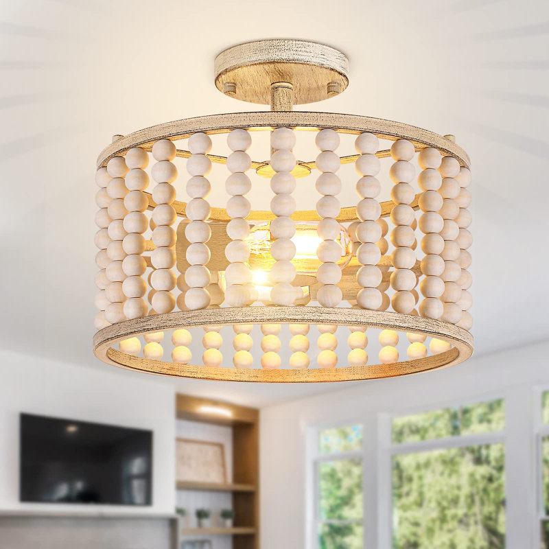 Claritha Wood Semi Flush Mount, Natural