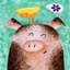 'Pigs Posy Peep' by Janet Nelson Painting Print on Wrapped Canvas-19813985