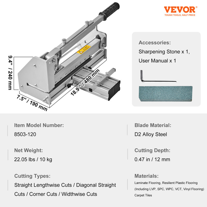 Floor Cutter for Laminate 9.4" H x 18.9" W x 7.5" D