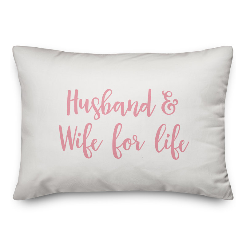  Coussin Husband & Wife For Life, Rose / blanc