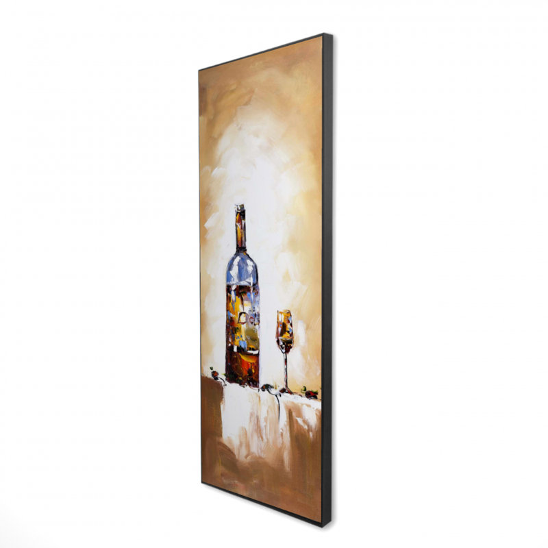White Wine Canvas - Brown Framed Kitchen Decor Wall Art