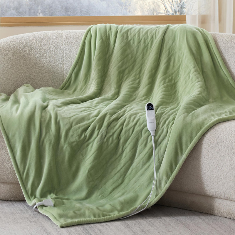Couverture chauffante en flanelle d'hiver, chauffage rapide avec 10 réglages de temps et 6 réglages de chaleur, Lit double