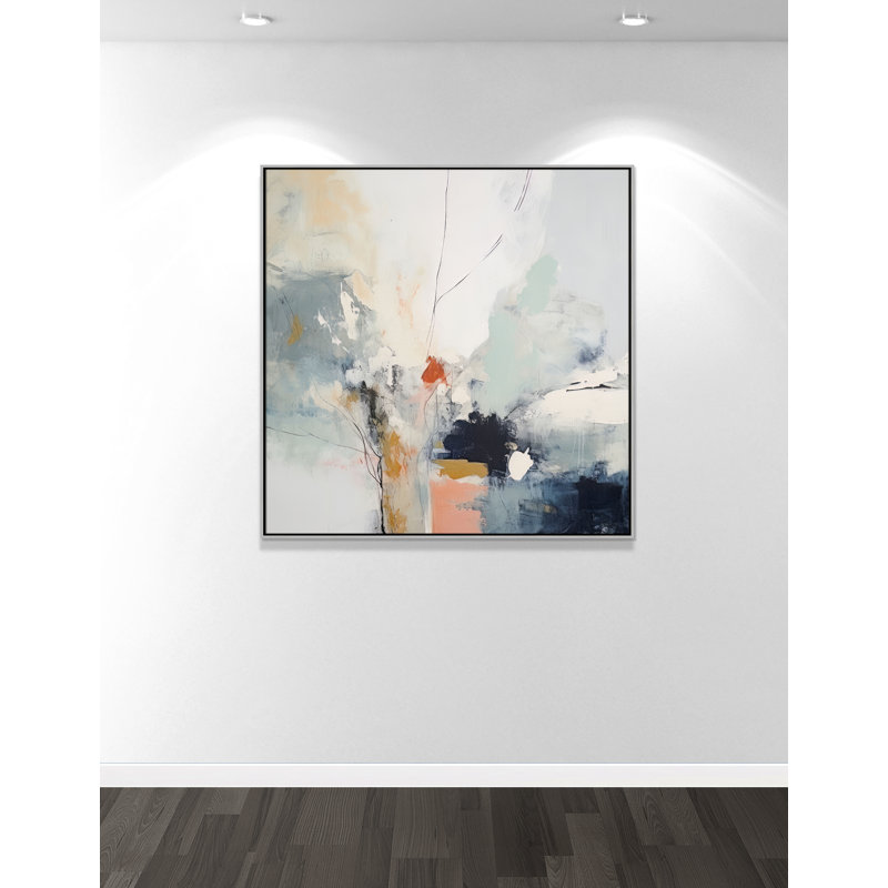 «Ethereal Blue Beats II» par Irena Orlov, L 46,5 po x H 46,5 po, Toile avec cadre, Flottant argent