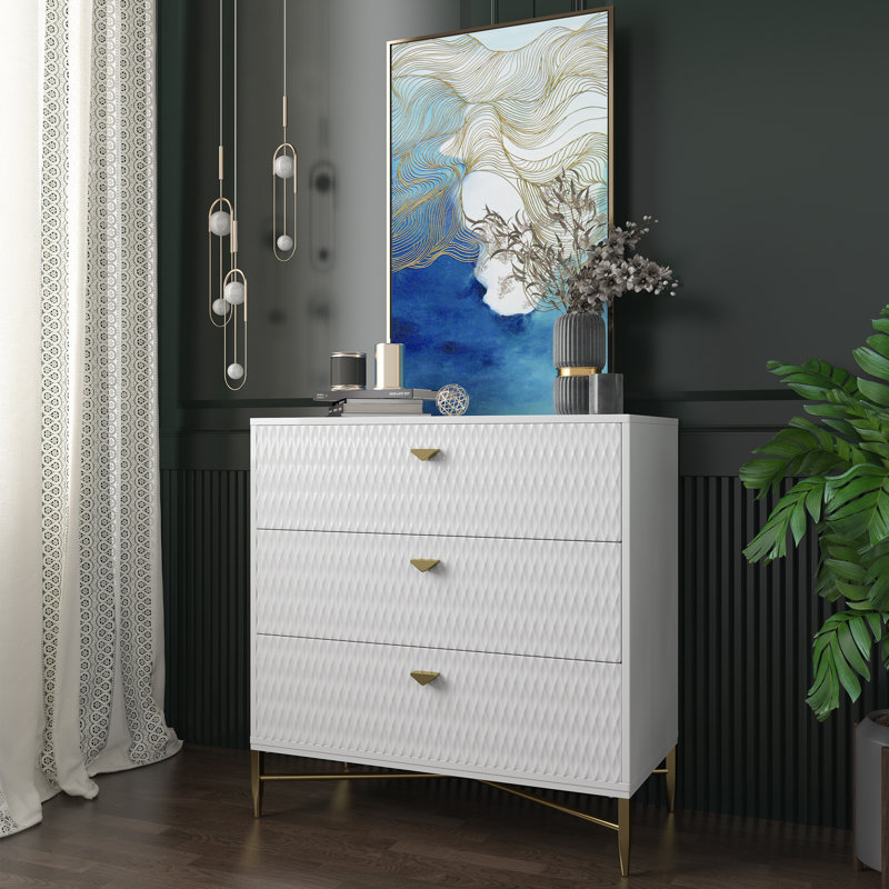 Commode en bois 3 tiroirs Sturbridge, Blanc