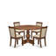 Ensemble de table de cuisine 5 pièces comprenant une table à piédestal et 4 chaises de cuisine en lin beige clair avec dossier rembourré - Noyer antique-236958584-236958585-266354686