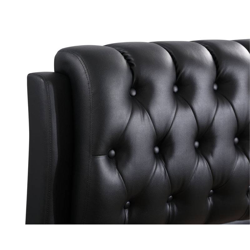 Champetre Upholstered Sleigh Bed, Black, Full / Double