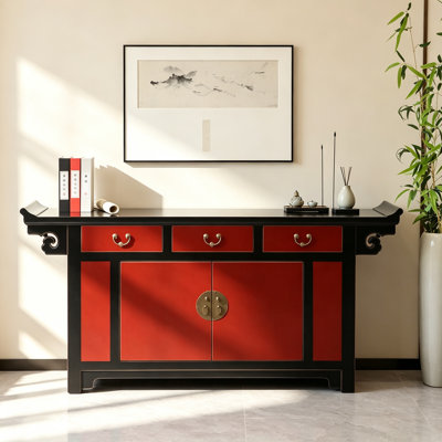 New Chinese Style Solid Wood Entryway Cabinet