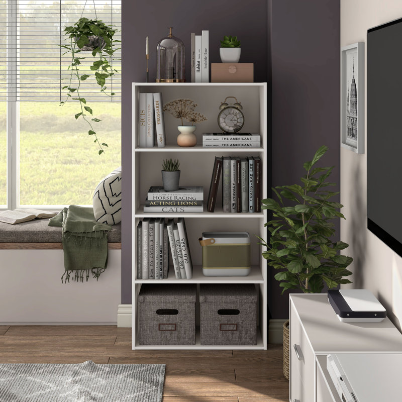 Bibliothèque de rangement modulable, 4 tablettes, Grège