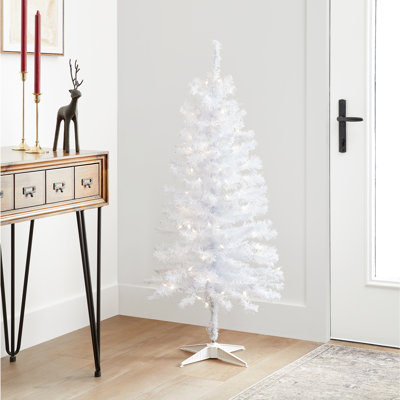 White Iridescent Tinsel Tree with Clear Lights