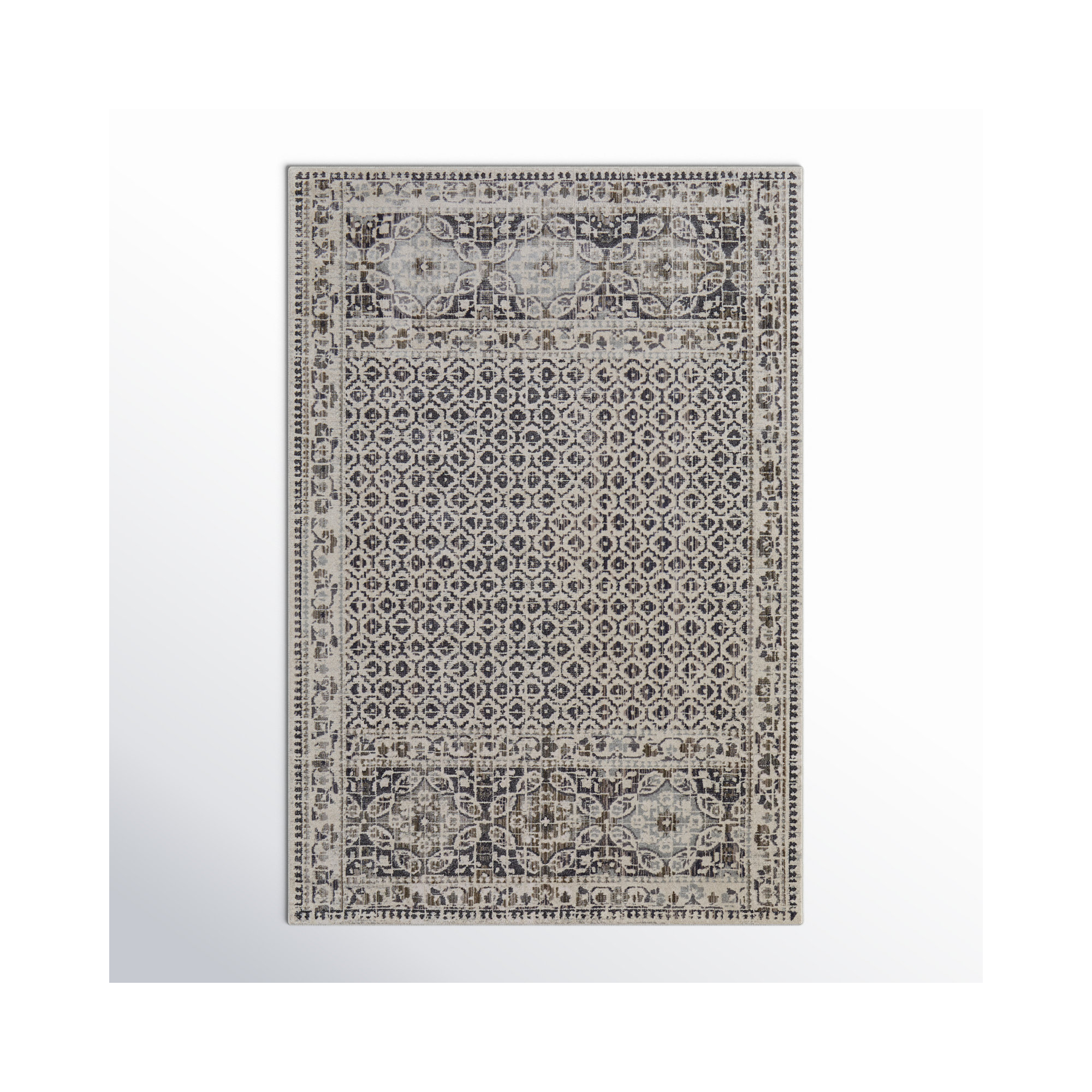 Chander Black/Ivory Rug, Rectangle 4'3" x 6'3"