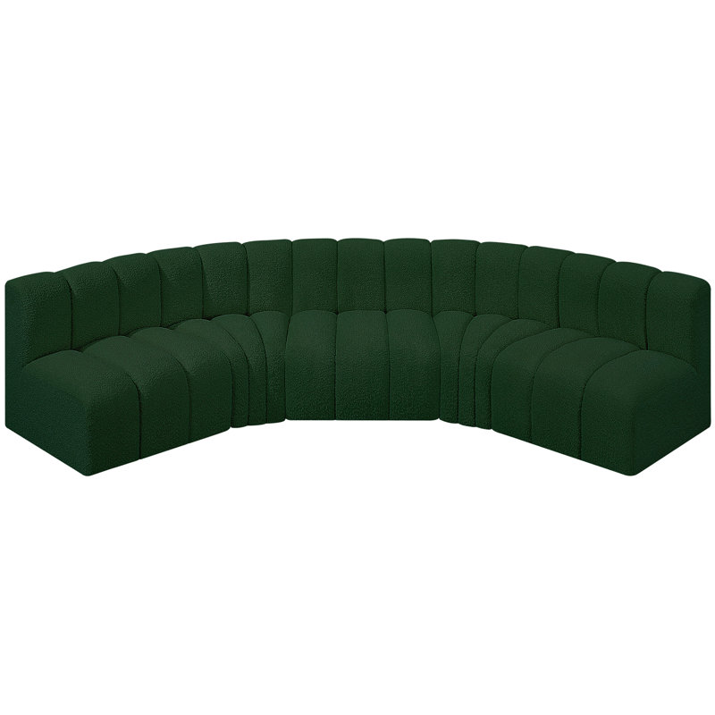 Canapé et méridienne rembourrés Hridaan, Tissu bouclé vert