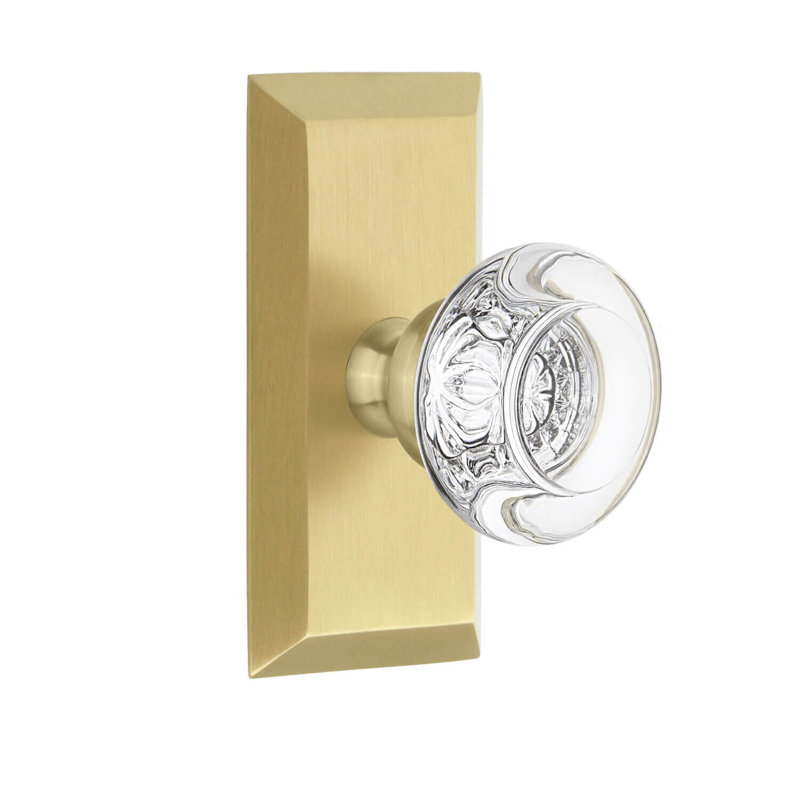 Grandeur Concealed Screw Mechanism Mushroom Knob with Rectangle Rosette, Satin Brass